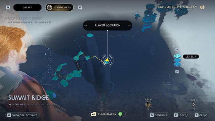 Part of the map of Koboh in Jedi: Survivor.