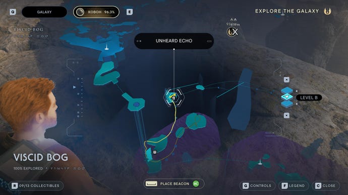 Part of the map of Koboh in Jedi: Survivor.