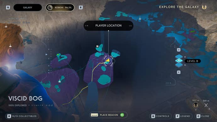 Part of the map of Koboh in Jedi: Survivor.