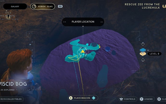 Part of the map of Koboh in Jedi: Survivor.