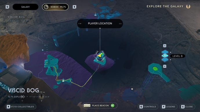 Part of the map of Koboh in Jedi: Survivor.