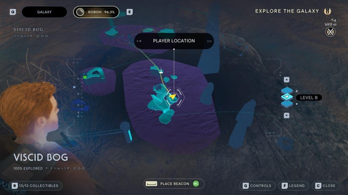 Part of the map of Koboh in Jedi: Survivor.