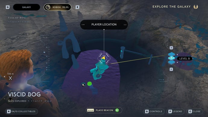 Part of the map of Koboh in Jedi: Survivor.