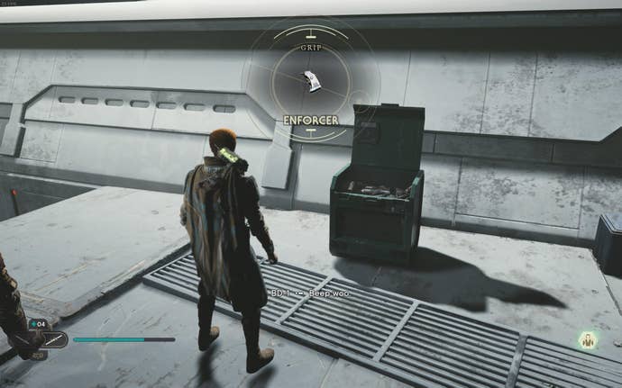 Cal approaches and picks up a collectible on Koboh in Jedi: Survivor.