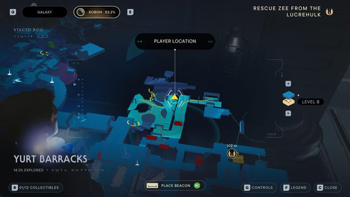 Part of the map of Koboh in Jedi: Survivor.