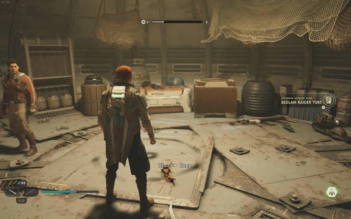 Cal approaches and picks up a collectible on Koboh in Jedi: Survivor.