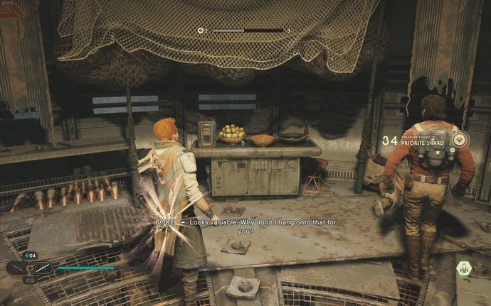 Cal approaches and picks up a collectible on Koboh in Jedi: Survivor.