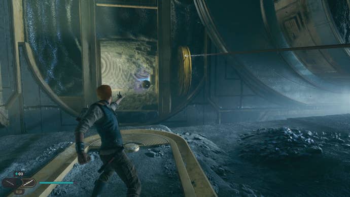 Cal pulls the orb from open grate in the Star Wars Jedi: Survivor Chamber of Duality.