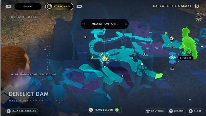 Star Wars Jedi: Survivor Derelict Dam Meditation Point location.