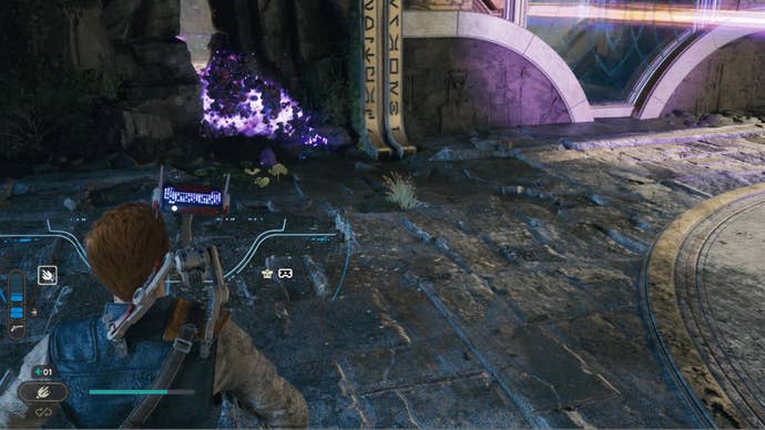 Using the Star Wars Jedi: Survivor Koboh Grinder to create a path through the crack.