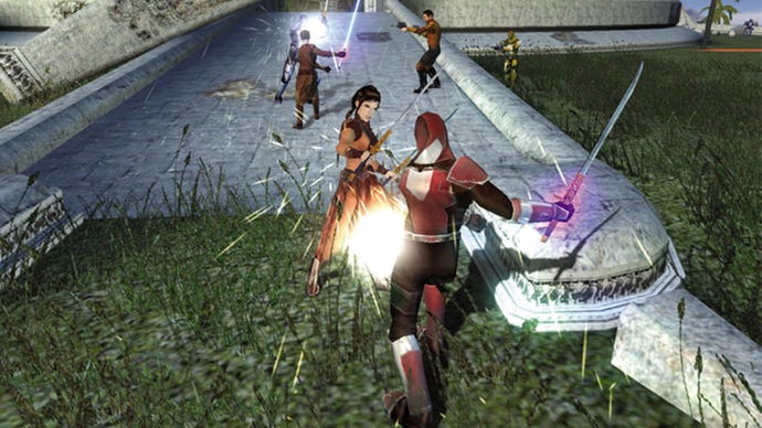 A lightsaber fight from Star Wars: Knights Of The Old Republic