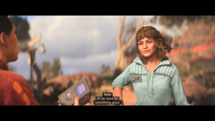 Kay speaks with Selo in Star Wars Outlaws.