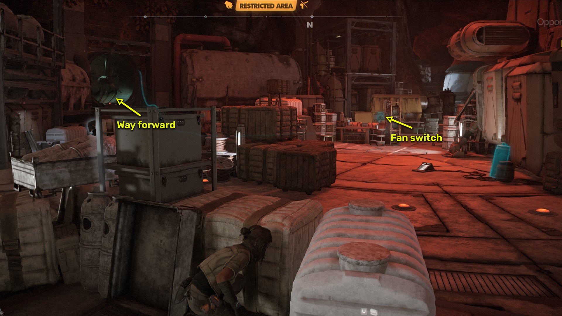 Star Wars Outlaws screenshot of the route to the Crimson Dawn vault in Mirogana City.