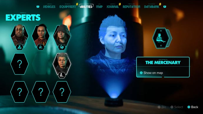 Star Wars Outlaws screenshot of The Mercenary Expert skills menu.