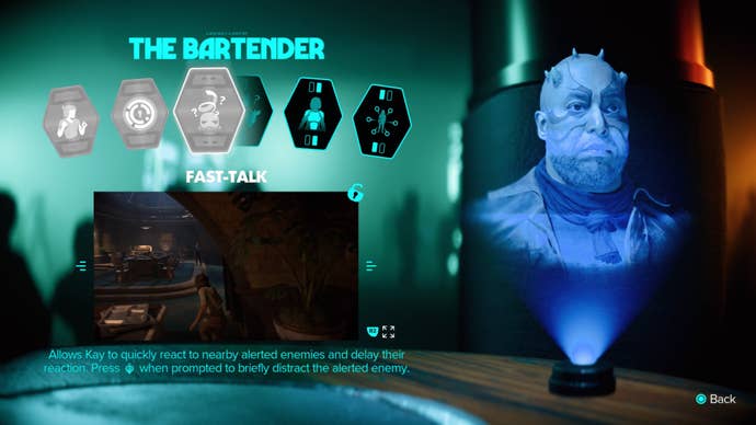 star wars outlaws fast talk bartender skill unlock menu