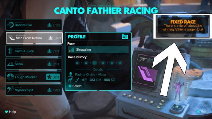 star wars outlaws fathier racing fixed race notification highlighted