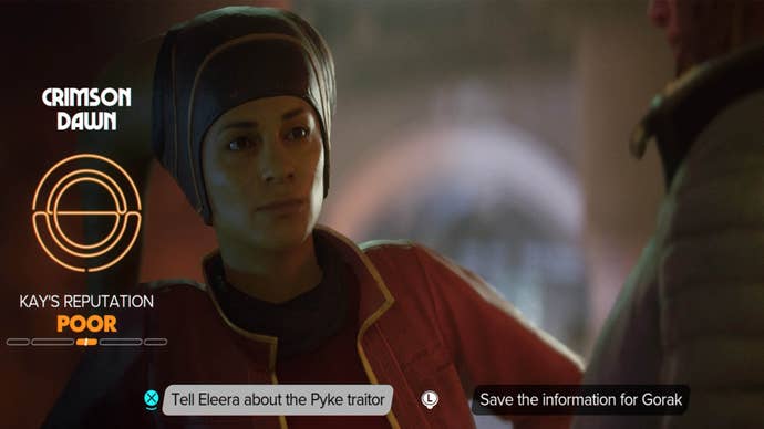 star wars outlaws first main story choice screen tell eleera option