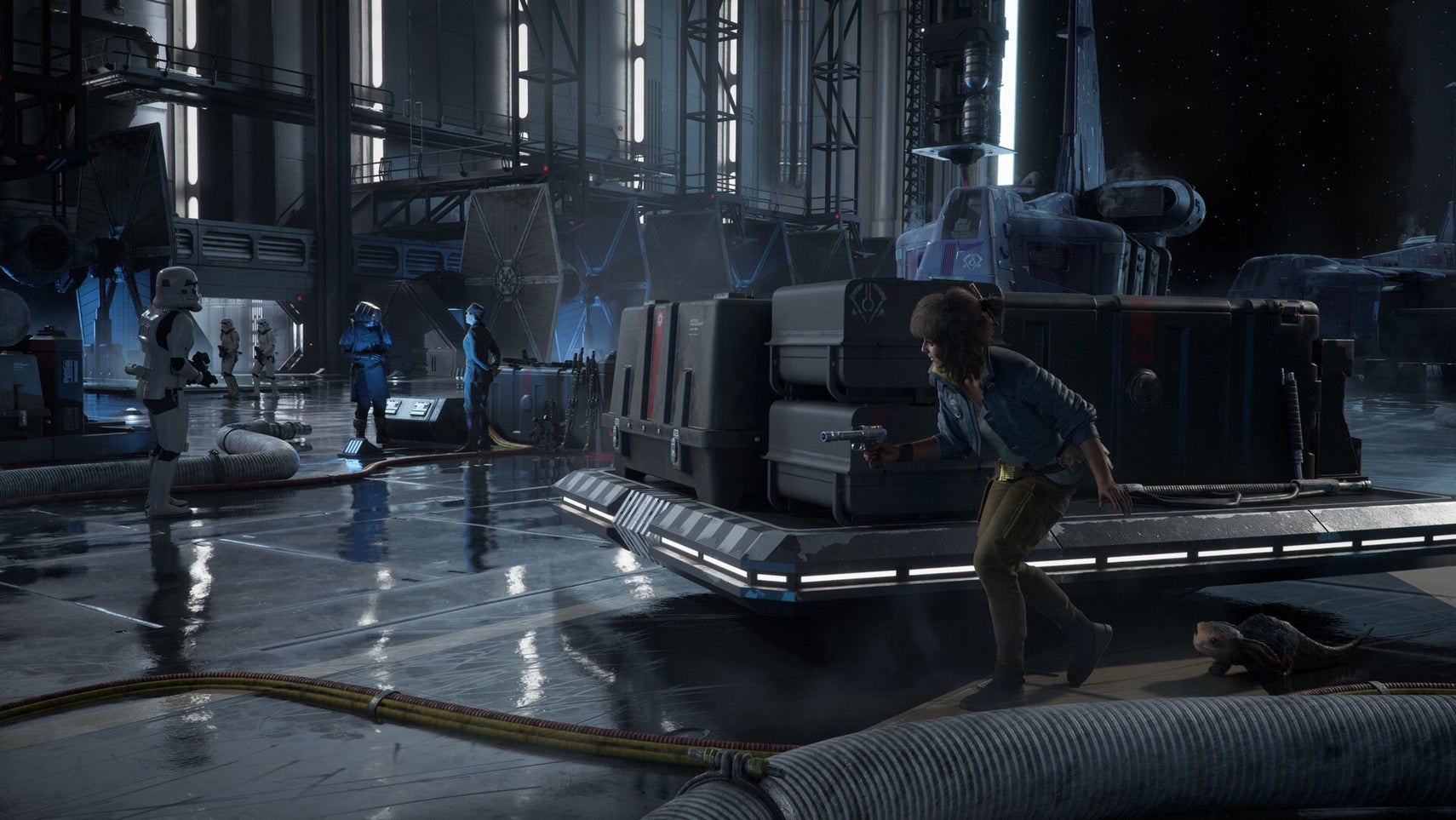 Kay and Nix sneaking up on stormtroopers in Star Wars Outlaws. - 1