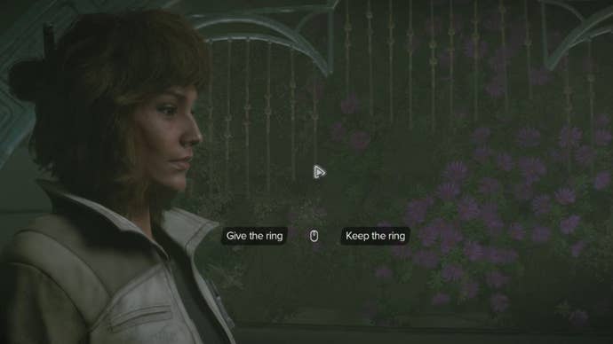 Star Wars Outlaws screenshot of Kay deciding between returning Gorak’s Ring and keeping it.