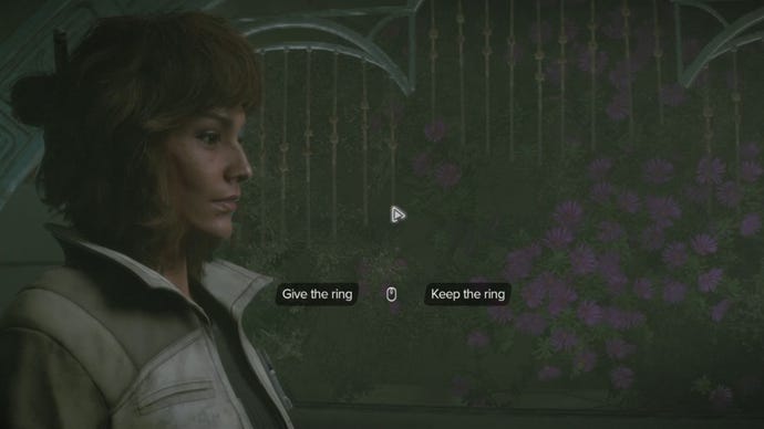 Star Wars Outlaws screenshot of Kay deciding between returning Gorak’s Ring and keeping it.