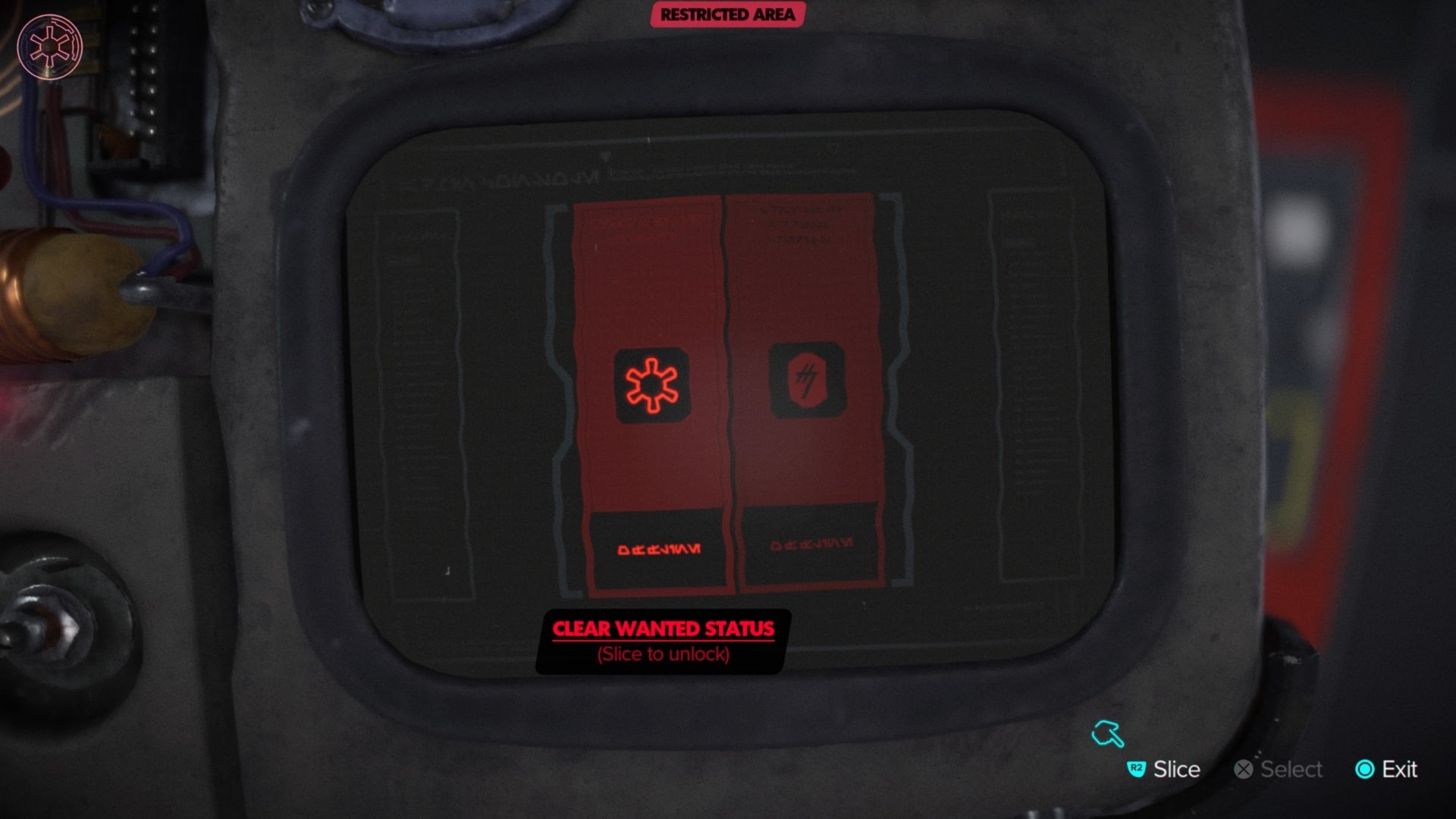 star wars outlaws hacking into imperial terminal wipe wanted level screen