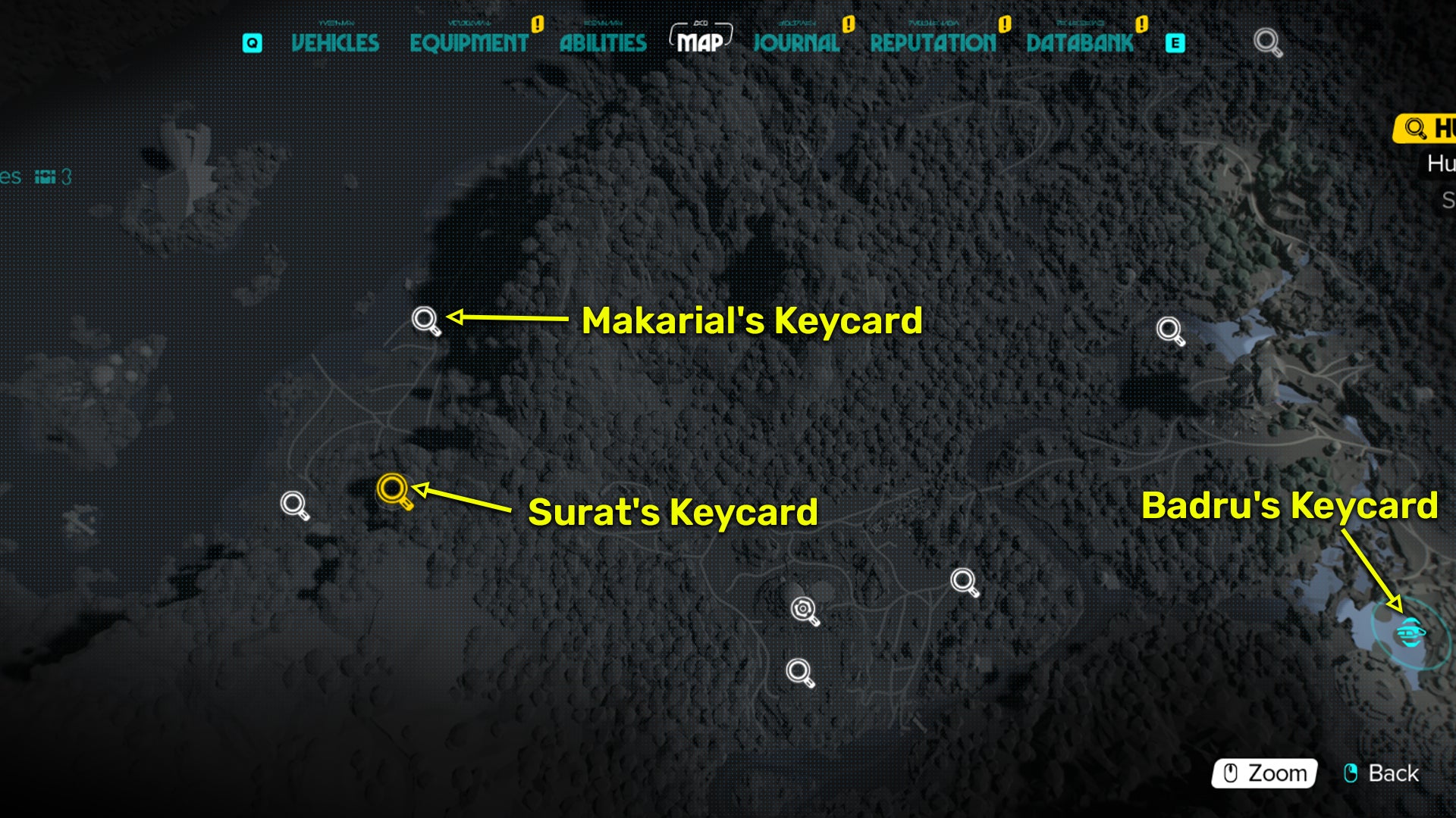Star Wars Outlaws screenshot of the Hutt keycards on Akiva.
