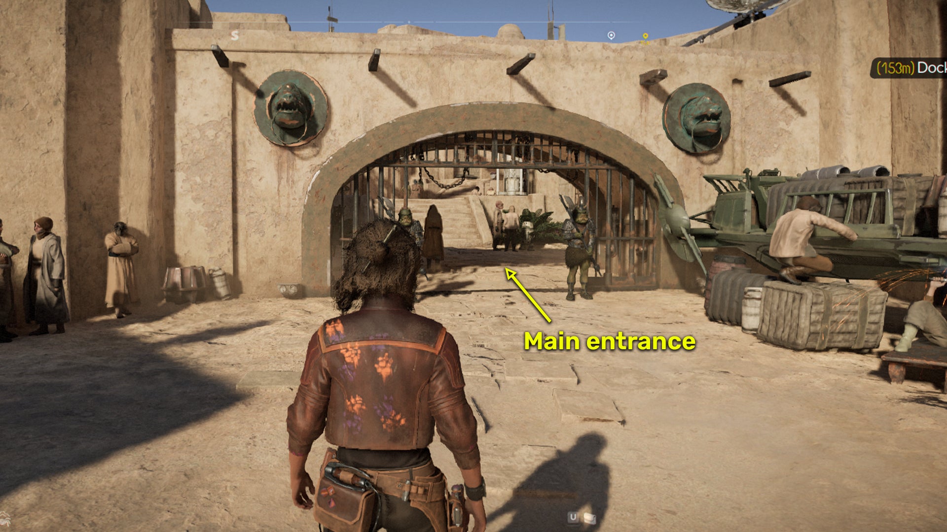 Star Wars Outlaws screenshot of the route to the Hutt vault on Tatooine.