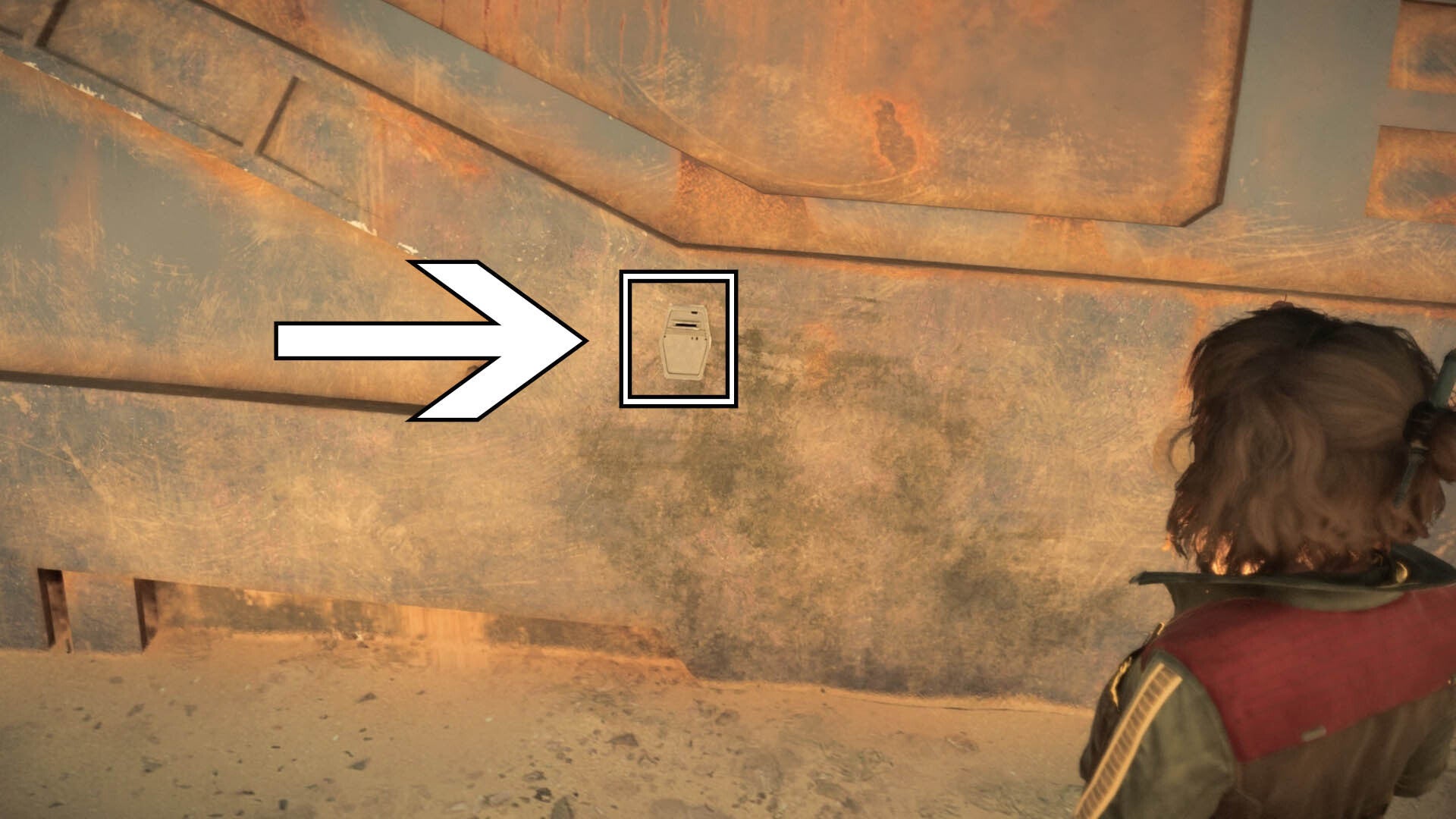 star wars outlaws jet kordo tatooine vault one holodisc reader on side of vault