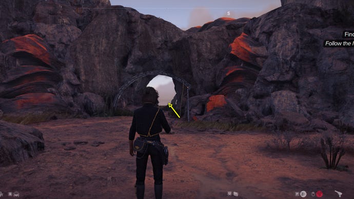 A screenshot from Star Wars Outlaws showing the path to Jet Kordo's Legacy Vault on Toshara.