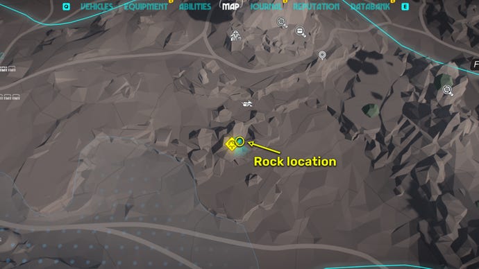 A screenshot from Star Wars Outlaws showing the location map of Jet Kordo's Legacy Vault on Toshara.