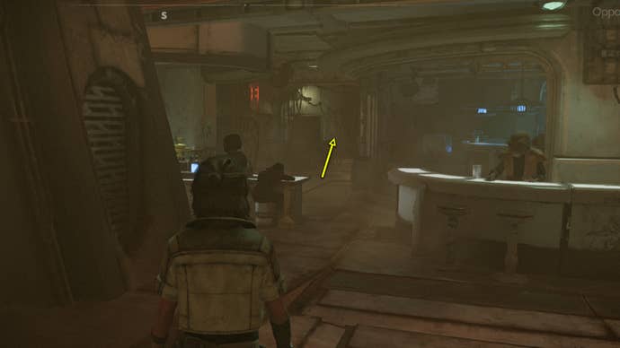 Star Wars Outlaws screenshot of the route to get into Kaslo’s Parlor in Mirogana City.