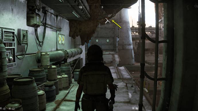 Star Wars Outlaws screenshot of the route to get into Kaslo’s Parlor in Mirogana City.