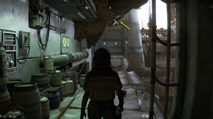 Star Wars Outlaws screenshot of the route to get into Kaslo’s Parlor in Mirogana City.