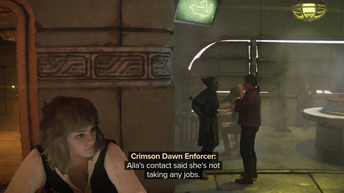 star wars outlaws kay listening to slicer conversation in makal gambling parlor