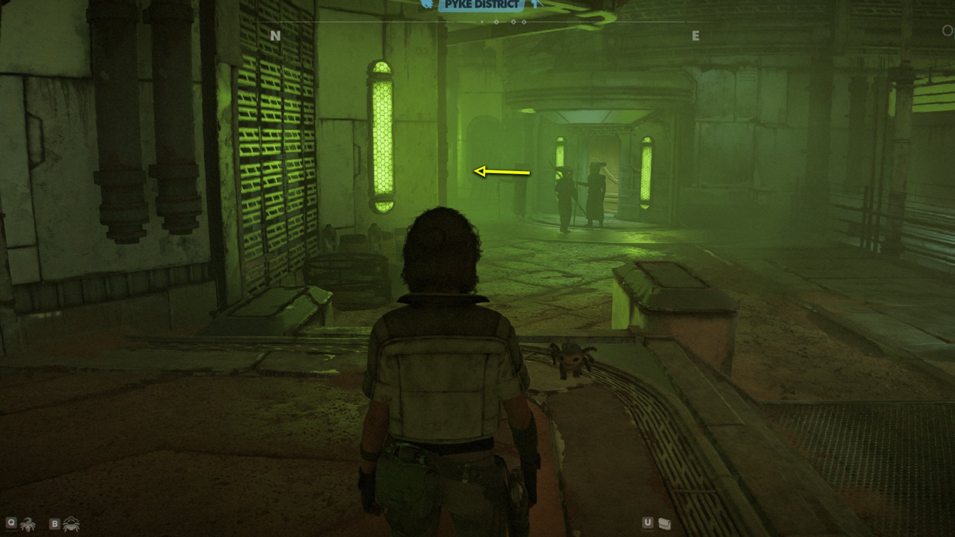 Star Wars Outlaws screenshot of the route to the Pyke vault in Mirogana City.