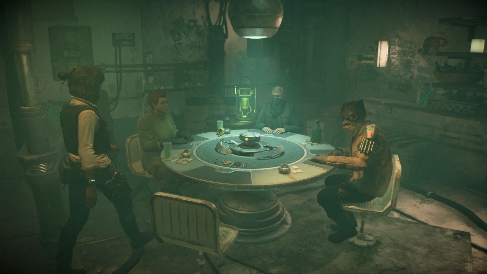 star wars outlaws sabacc table in kaslo&rsquo;s parlor