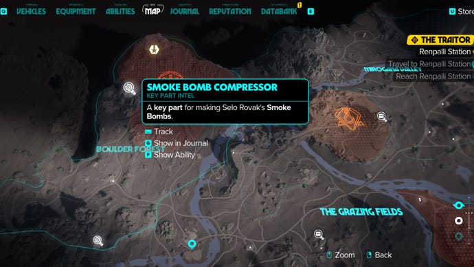 Star Wars Outlaws screenshot of the map location for the Bomb Compressor part.