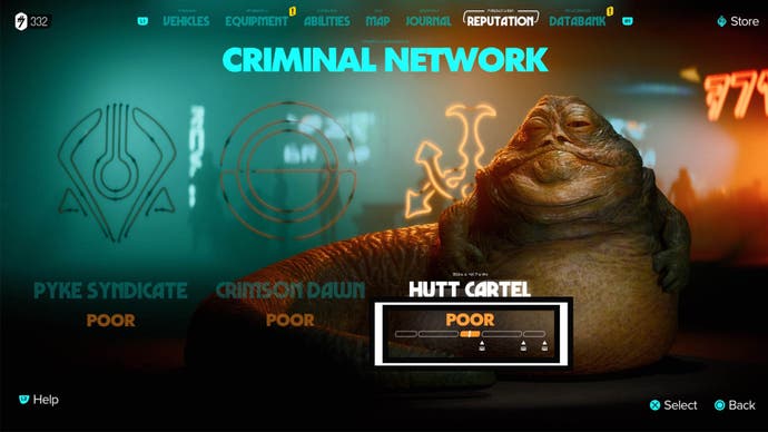 star wars outlaws syndicate reputation main screen