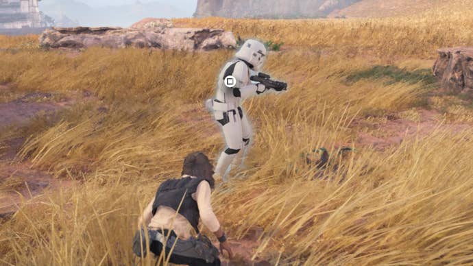 star wars outlaws takedown command prompt on storm trooper