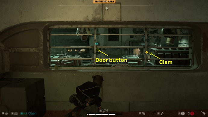 Star Wars Outlaws screenshot from the Broker quest. The image shows the location of Clam in Pyke's Workshop.