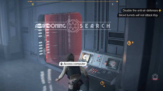 star wars outlaws the slicer quest energy barrier door and terminal to control tower location