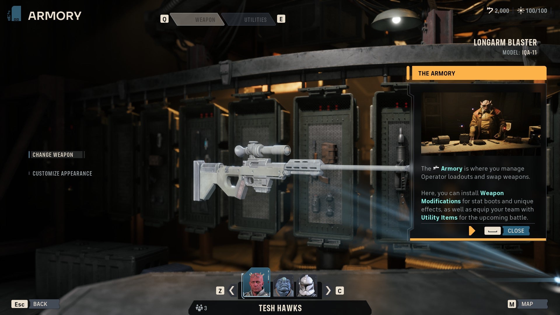 Star Wars: Zero Company screenshot showing the customisation screen for your sniper rifle