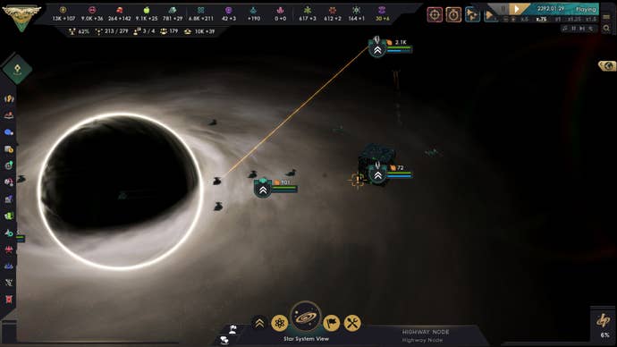 A few ships hover besides a black planet in Star Trek: Infinite.