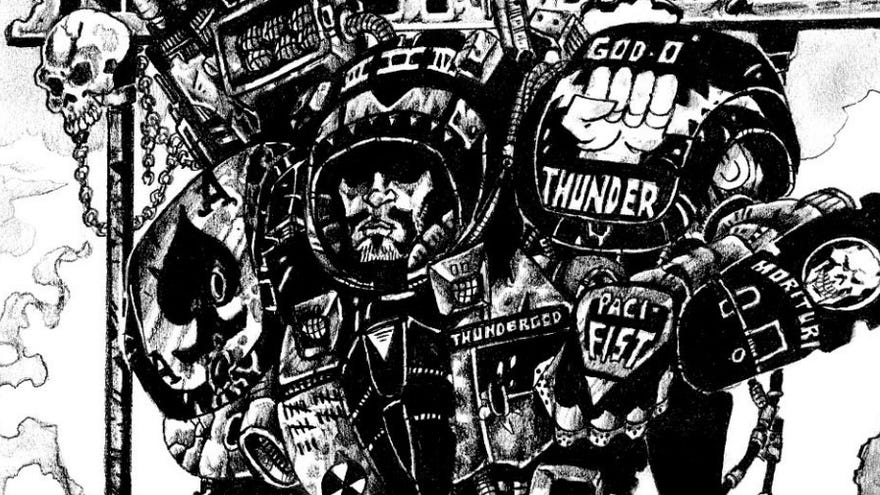 A terran marine from the original Starcraft manual, cropped.