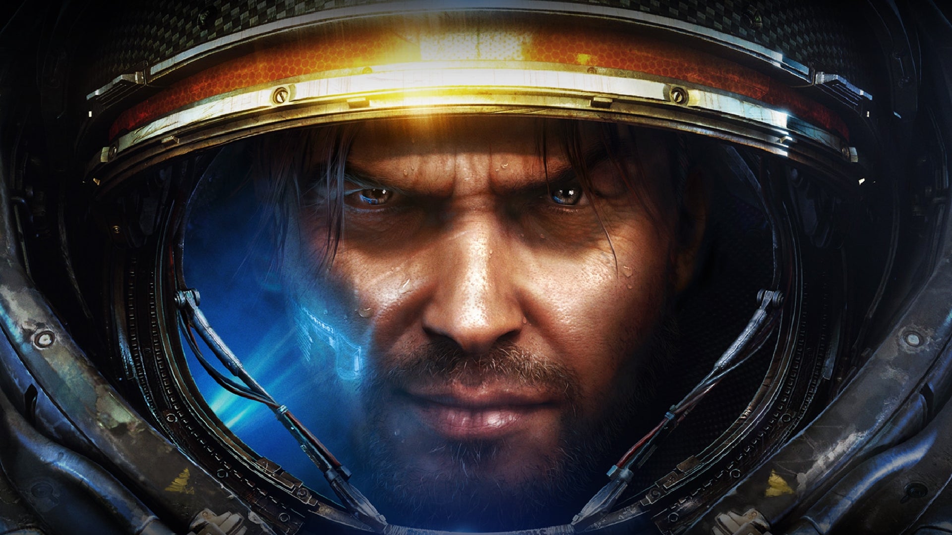 Jim Raynor's face inside his helmet in StarCraft 2 artwork. - 1