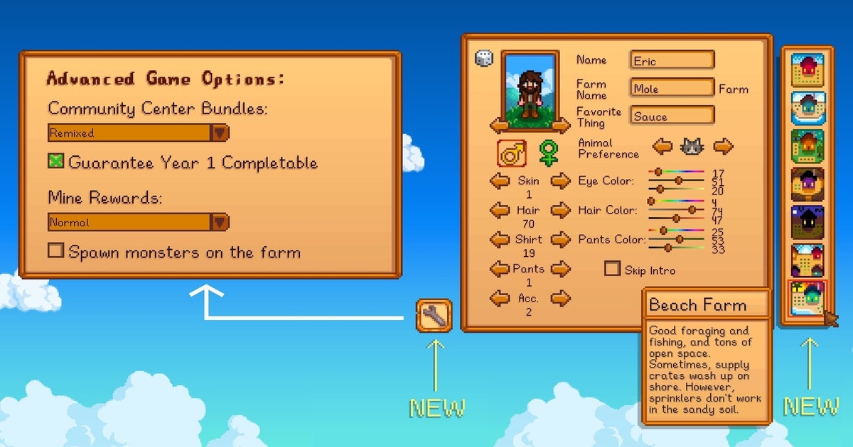 Stardew Valley 1.5 update adds new Beach Farm type and advanced options  menu