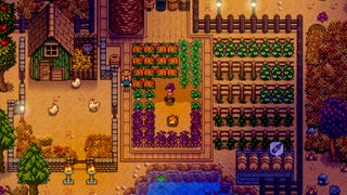 Evening in a Stardew Valley screenshot.