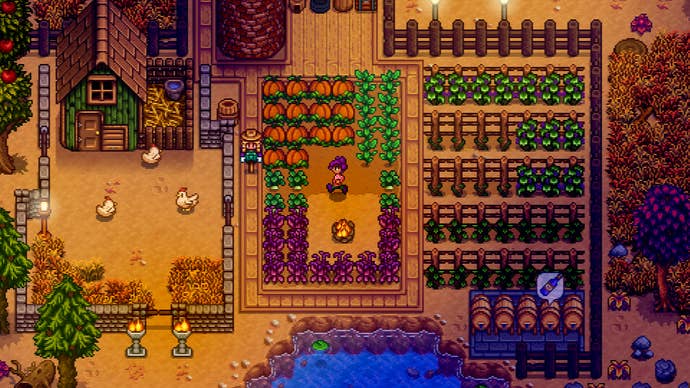 A farm in Stardew Valley.