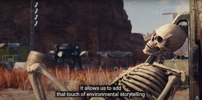 Environmental storytelling - aka a skeleton lying on the ground - in Starfield.