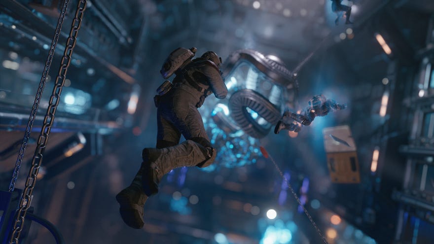 The player floats towards a large glowing artifact in Starfield: Shattered Space.